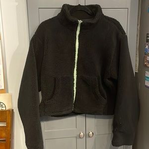 Halara jacket black green zipper womens L